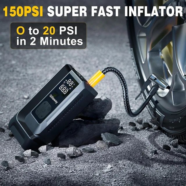 Alt view image 3 of 7 - Jump Starter 6000A Car Jumper Starter Portable with 150PSI Tire Inflator, Battery Jumper Starter Portable, Air Compressor, Flashlight