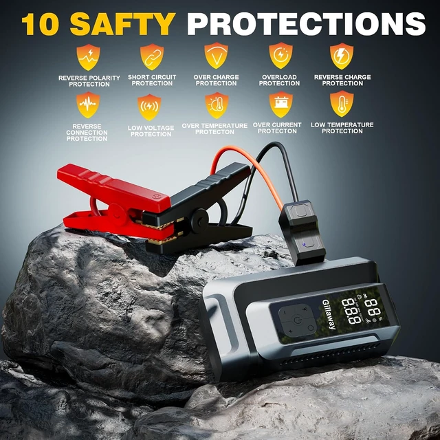 Alt view image 4 of 7 - Jump Starter 6000A Car Jumper Starter Portable with 150PSI Tire Inflator, Battery Jumper Starter Portable, Air Compressor, Flashlight