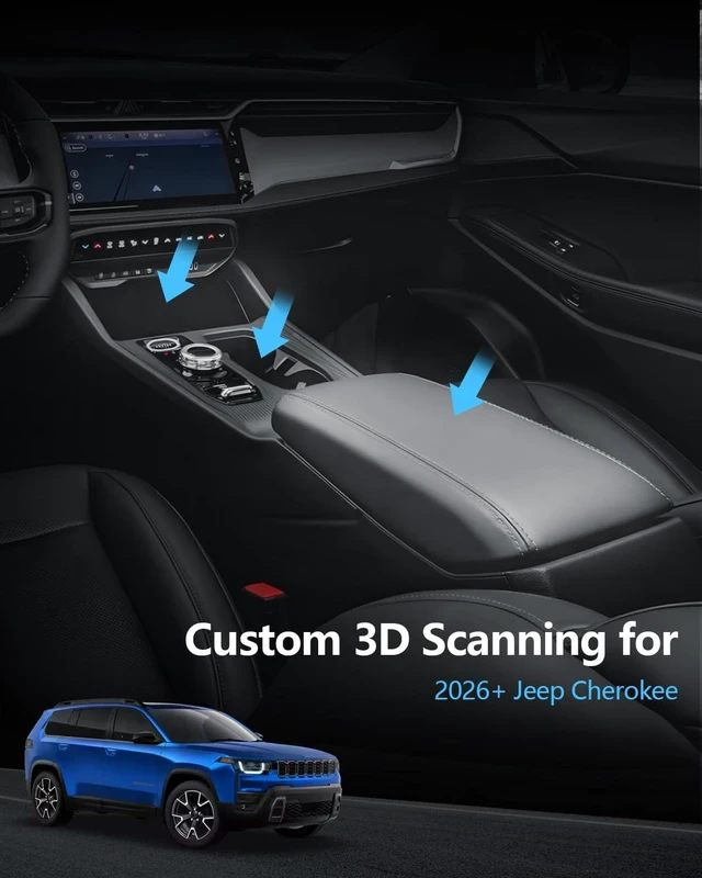 Alt view image 2 of 7 - 3Pack for 2026 Jeep Cherokee Center Console Organizer for 2026+ Jeep Cherokee (Base/Laredo/Limited/Overland) Console Tray & Wireless Charging Mat & Cup Holder Jeep Cherokee 2026 Accessories