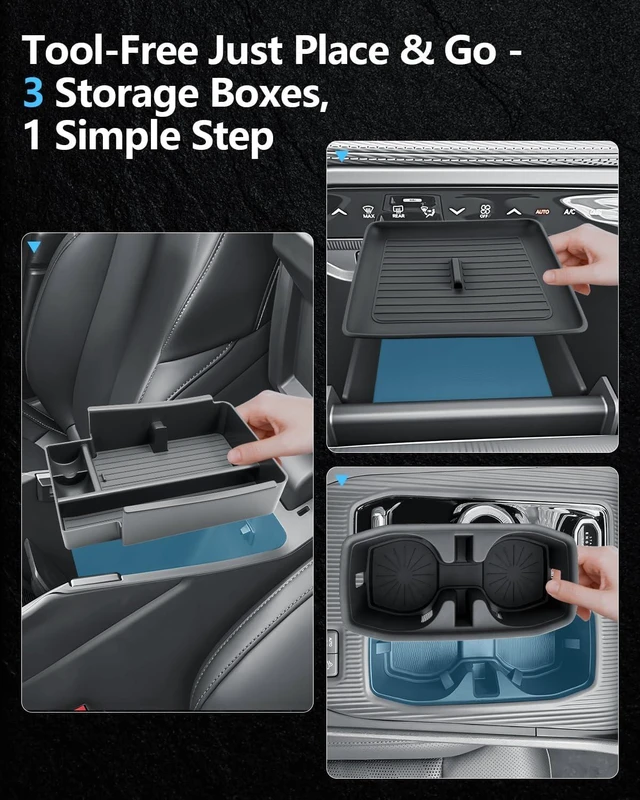 Alt view image 3 of 7 - 3Pack for 2026 Jeep Cherokee Center Console Organizer for 2026+ Jeep Cherokee (Base/Laredo/Limited/Overland) Console Tray & Wireless Charging Mat & Cup Holder Jeep Cherokee 2026 Accessories