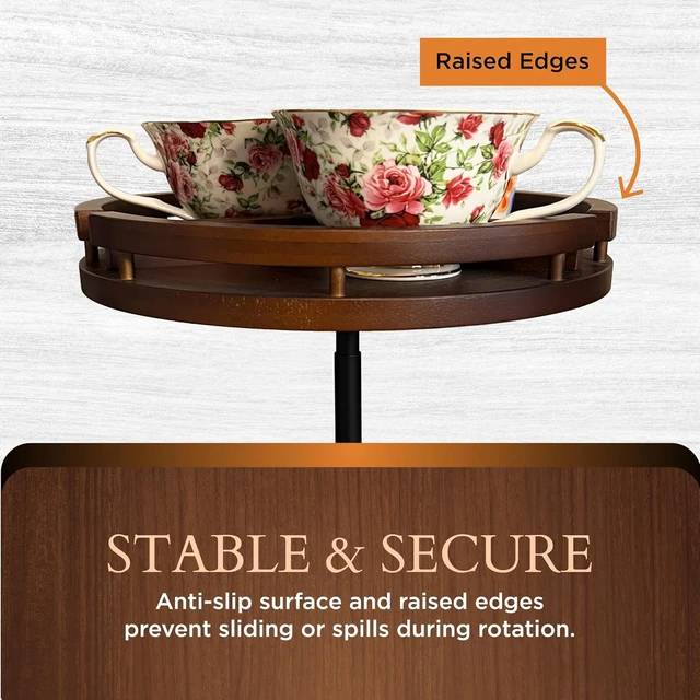 Alt view image 7 of 7 - 2 Tier Lazy Susan Organizer 12" Bamboo Rotating Spice Rack Organizers with Adjustable Height Turntable for Cabinet, Pantry, Medicine Cabinet, Kitchen, Spinning Bathroom Counter Top Organizers