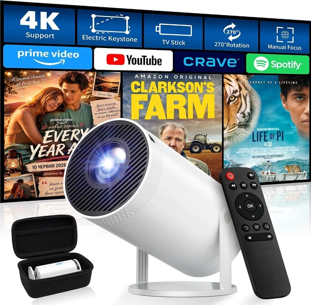 Main image of Mini Projector, Native 1080P Portable Projector with Carrying Case