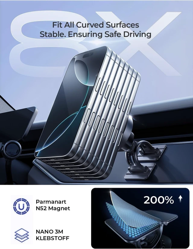Alt view image 7 of 7 - Qi2.2 MagSafe Car Mount Charger 25WFastcharging for iPhone 18 Pro Max
