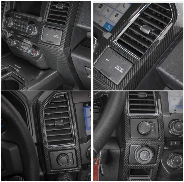 Alt view image 2 of 7 - for F150 ABS Carbon Fiber Central Console Air Conditioner Panel Trim for 2015 2016 2017 2018 2019 2020 Ford F150, 5pcs