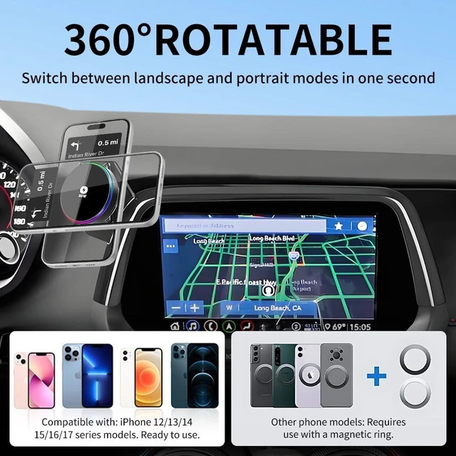 Alt view image 5 of 7 - Qi2.2 Max 25W Fast Wireless Car Charger Phone Holder for Chevrolet Chevy Camaro 2016 2017 2018 2019 2020 2021 2022 2023 2024 Auto Accessories Magnetic Cell Phones Mount Compatible with MagSafe