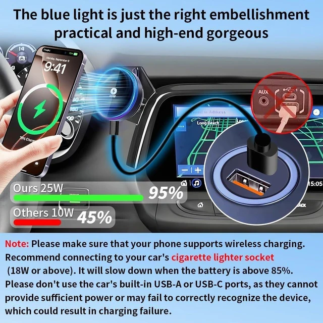 Alt view image 7 of 7 - Qi2.2 Max 25W Fast Wireless Car Charger Phone Holder for Chevrolet Chevy Camaro 2016 2017 2018 2019 2020 2021 2022 2023 2024 Auto Accessories Magnetic Cell Phones Mount Compatible with MagSafe