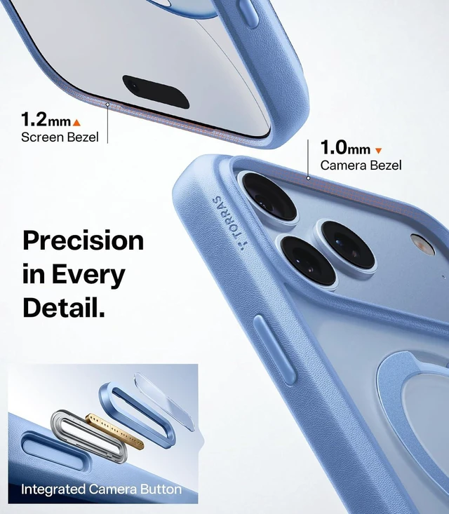 Alt view image 7 of 7 - Q3 Spin for iPhone 18 Pro Case Glacier Blue, 360 Magnetic Stand