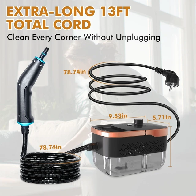 Alt view image 7 of 7 - Steam Cleaner, Portable Steamer for Cleaning with 16pcs Accessories, 15s Heat-Up, Handheld Steam Cleaner for Home, Bathroom Mildew, Bed Bugs, Floor, Grout, Tile, Grease & Car Detailing