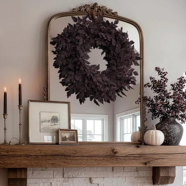 Alt view image 4 of 6 - Fall Decor - Fall Wreaths for Front Door - 24 Inch Halloween Plum Wreath