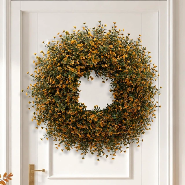 Alt view image 3 of 7 - 26 Inch Fall Boxwoods Wreaths for Front Door Large Wreath Home Decor