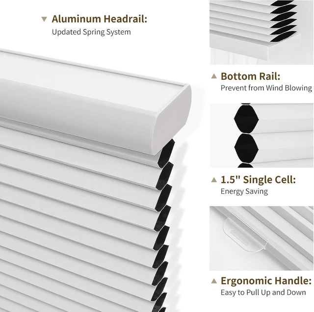 Alt view image 2 of 7 - Cordless Blackout Cellular Shades, 35" W x 64" H, White