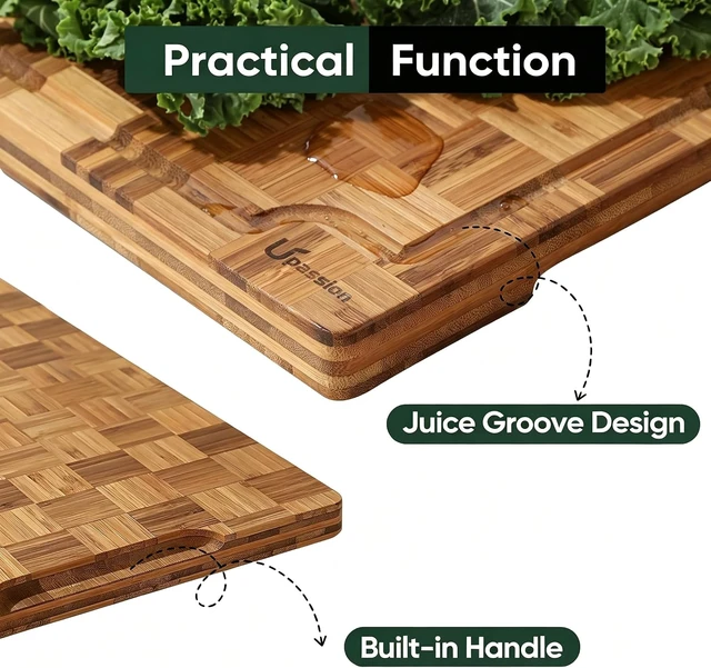 Alt view image 4 of 7 - Bamboo Cutting Board Set of 3 Wooden Cutting Boards for Kitchen Wood