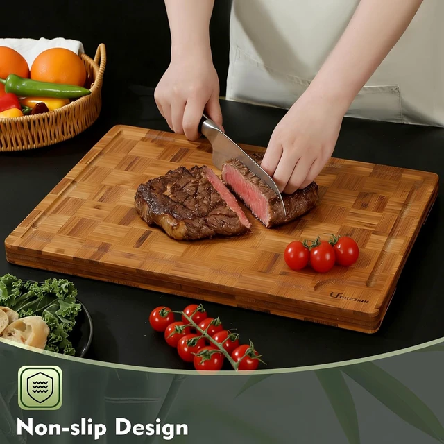 Alt view image 5 of 7 - Bamboo Cutting Board Set of 3 Wooden Cutting Boards for Kitchen Wood
