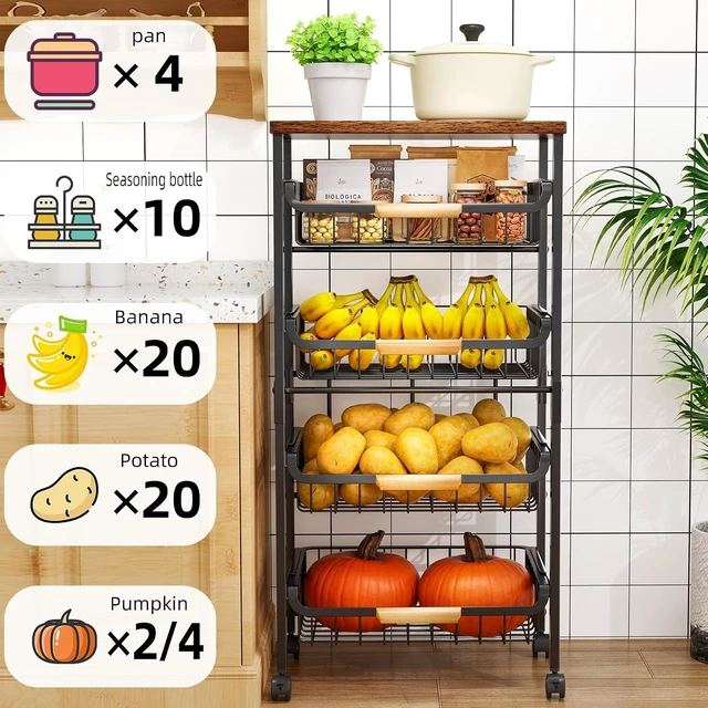 Alt view image 3 of 6 - 5-Tier Rolling Utility Cart Kitchen Storage Cart