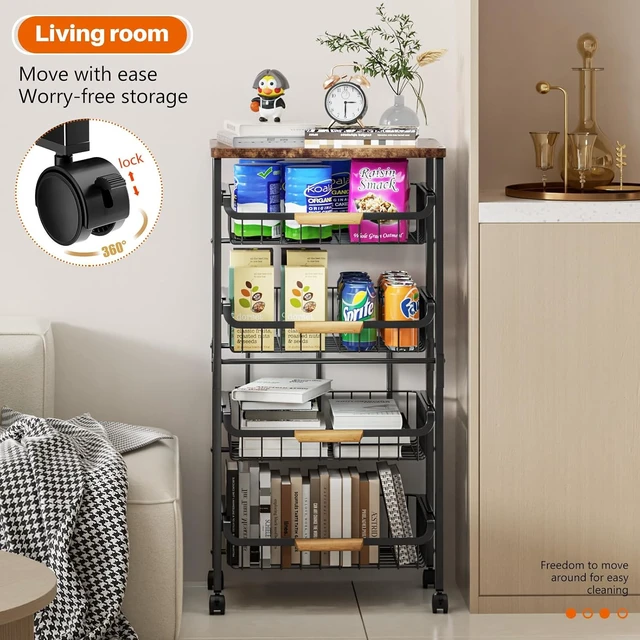 Alt view image 5 of 6 - 5-Tier Rolling Utility Cart Kitchen Storage Cart