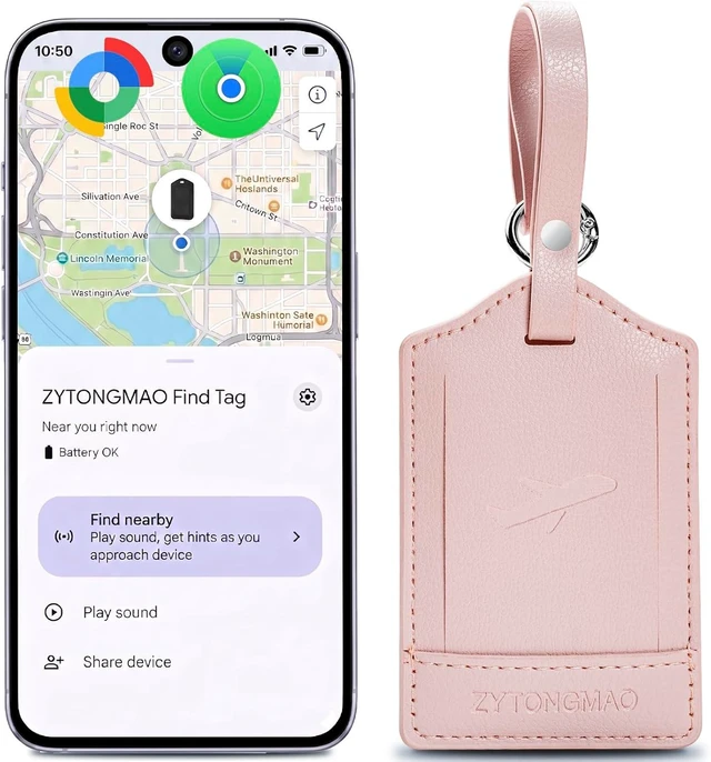 Main image of Trackable Luggage Tags for Suitcases, Works with Find My or Android