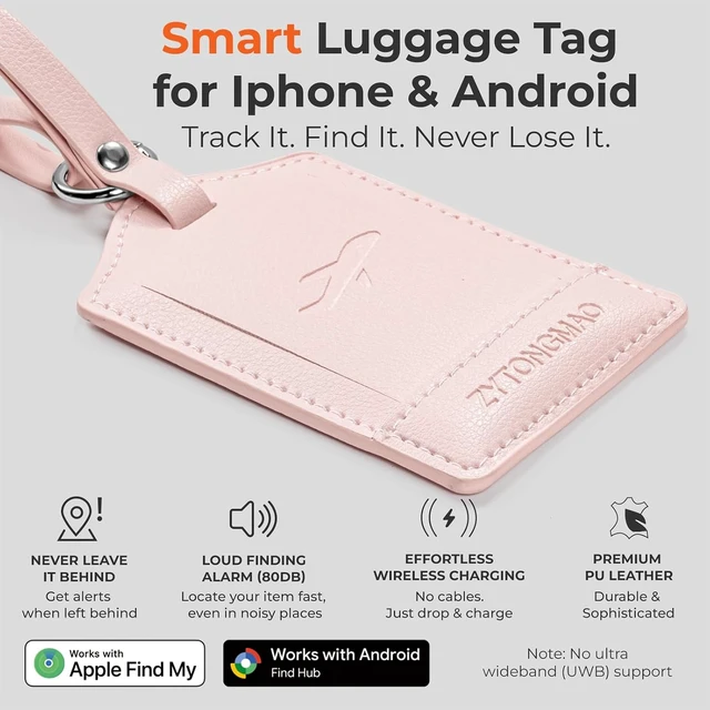 Alt view image 2 of 7 - Trackable Luggage Tags for Suitcases, Works with Find My or Android