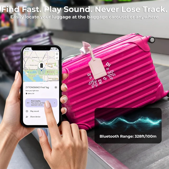 Alt view image 6 of 7 - Trackable Luggage Tags for Suitcases, Works with Find My or Android