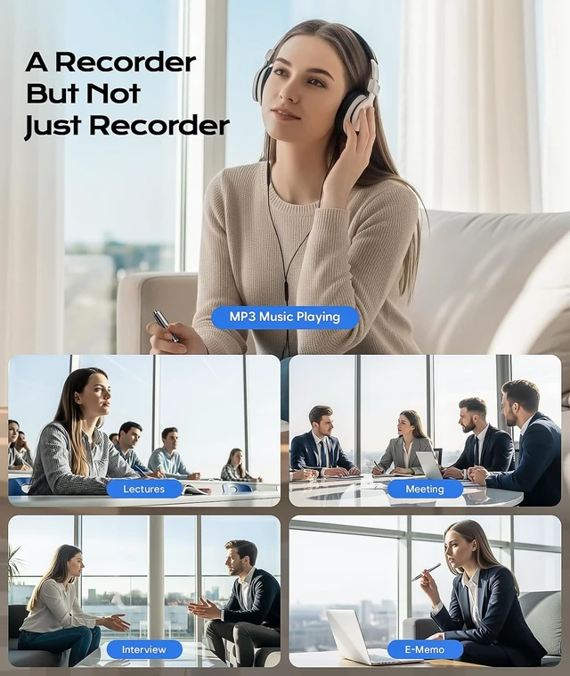 Alt view image 7 of 7 - 72GB Voice Recorder with USB Type-C, One-Touch Start Voice Active Recorder with Playback, Portable Dictahpone Recording Device, Audio Recorder for Class Meeting Interview