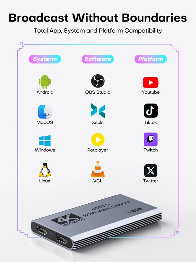 Alt view image 5 of 7 - USB 3.0 HDMI Capture Card, 4K60FPS Capture with Pass-Through