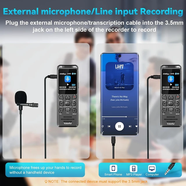 Alt view image 2 of 7 - Digital Voice Recorder with Playback, 80H HD Recording Device