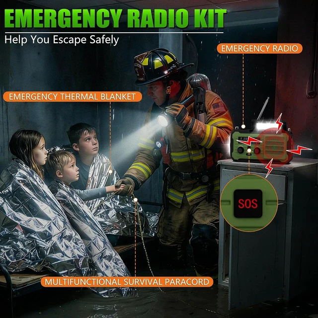 Alt view image 4 of 7 - Emergency Radio Hand Crank Solar, 10000mAh/37000mWh Emergency Weather Radio