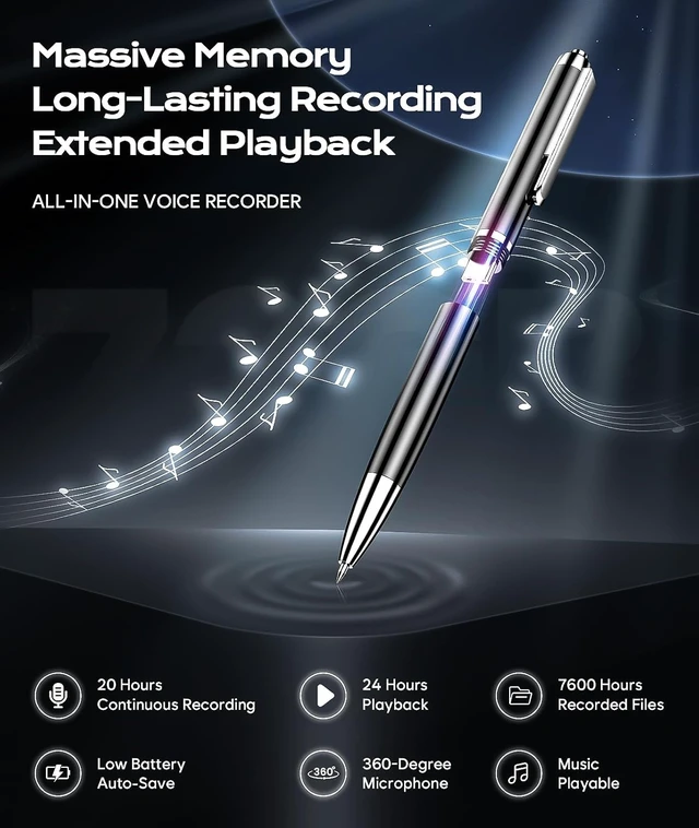 Alt view image 4 of 7 - 72GB Voice Recorder with USB Type-C, One-Touch Start Voice Active Recorder with Playback, Portable Dictahpone Recording Device, Audio Recorder for Class Meeting Interview