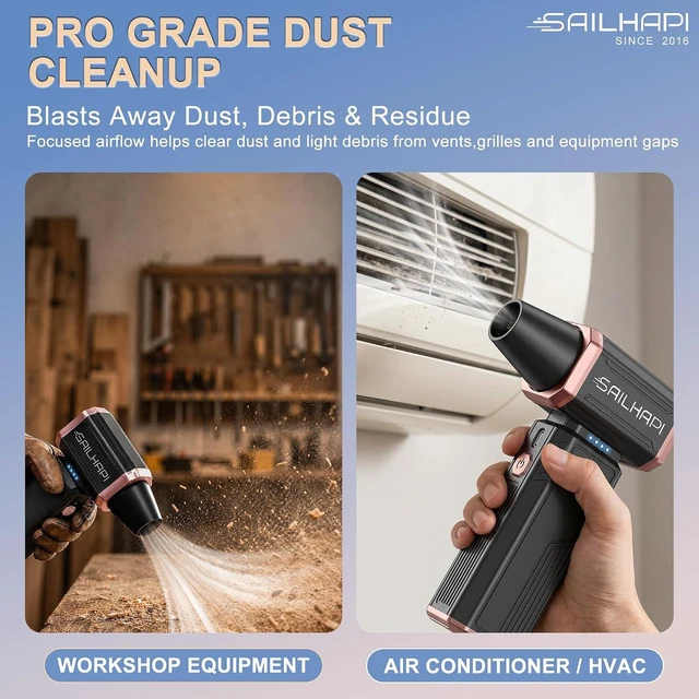 Alt view image 6 of 7 - Compressed Air Duster 300000RPM, Cordless Electric Dust Blower