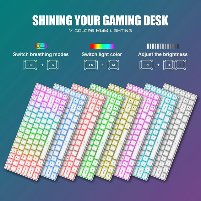 Alt view image 3 of 7 - 60% Mini Gaming Keyboard and Mouse Combo, Lightweight, Ultra-Compact 61 Keys RGB Backlit,7200 DPI Honeycomb Optical Mouse, Wired Gaming Set for PC MAC PS5 Xbox Gamer(White)