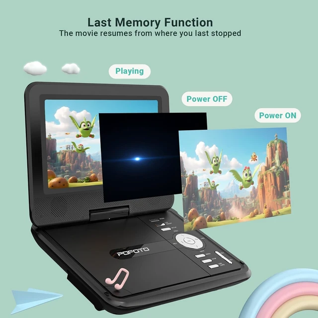 Alt view image 5 of 7 - Portable DVD Player with 7.5" Swivel Screen for Kids and Car
