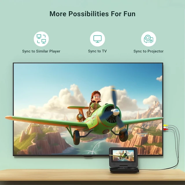 Alt view image 4 of 7 - Portable DVD Player with 7.5" Swivel Screen for Kids and Car