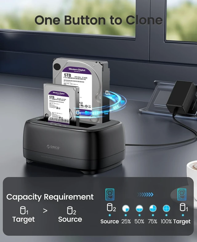 Alt view image 2 of 7 - Dual Bay Hard Drive Docking Station Hard Drive Cloner