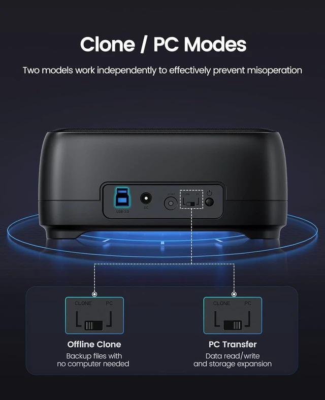 Alt view image 3 of 7 - Dual Bay Hard Drive Docking Station Hard Drive Cloner