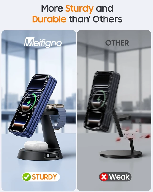 Alt view image 6 of 7 - 4 in 1 Wireless Charger with 20W Retractable Cable for iPhone Duo