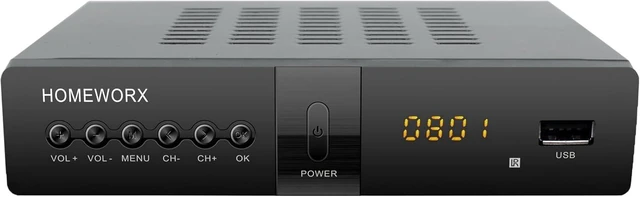 Main image of ATSC Digital Converter Box with TV Tuner, TV Recording, USB Multimedia Function, 1080P HDMI, Metal Case, Clear QAM, by HomeWorx (HW250STB)