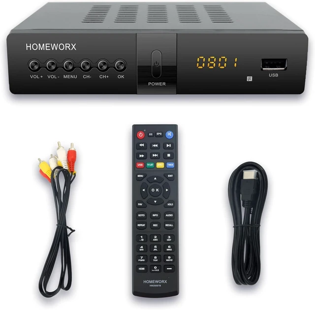 Alt view image 2 of 7 - ATSC Digital Converter Box with TV Tuner, TV Recording, USB Multimedia Function, 1080P HDMI, Metal Case, Clear QAM, by HomeWorx (HW250STB)