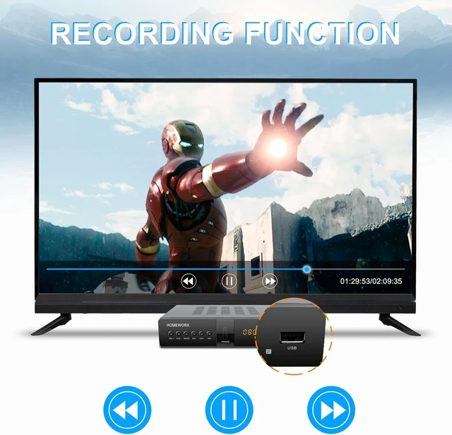 Alt view image 6 of 7 - ATSC Digital Converter Box with TV Tuner, TV Recording, USB Multimedia Function, 1080P HDMI, Metal Case, Clear QAM, by HomeWorx (HW250STB)
