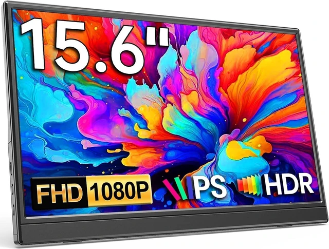 Main image of Portable Monitor 15.6" 1080P FHD IPS Display, Ultra-Slim USB-C HDMI Travel Monitor with Kickstand, Zero Bezel Screen Extender for Laptop, Mac, Phone, PS, Xbox, Switch Gaming