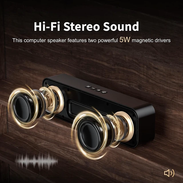 Alt view image 2 of 7 - Computer Speakers for Desktop PC,USB Powered & Plug and Play,with Bluetooth 5.3/3.5mm AUX Input,Small Bluetooth Speakers with Stereo Sound Fit Under the Monitor for Office Work, Gaming, Music