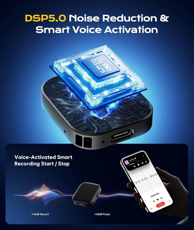 Alt view image 5 of 7 - 72GB(7600Hrs) Magnetic Voice Activated Recorder with DSP5.0 Noise Reduction