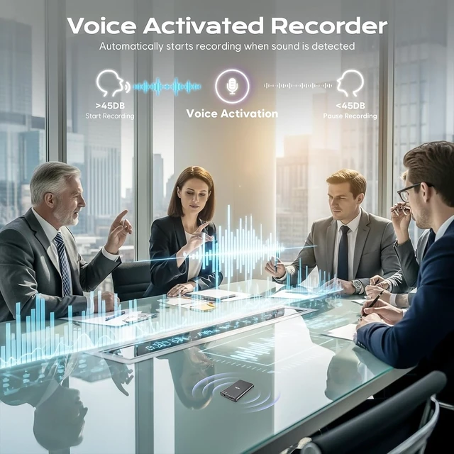 Alt view image 4 of 7 - 64GB Magnetic Voice Recorder - Voice Activated Recorder AI-Intelligent Noise Reduction, 4800 Hours Recording Device & USB-C Audio Recorder for Lectures, Meetings, Interviews
