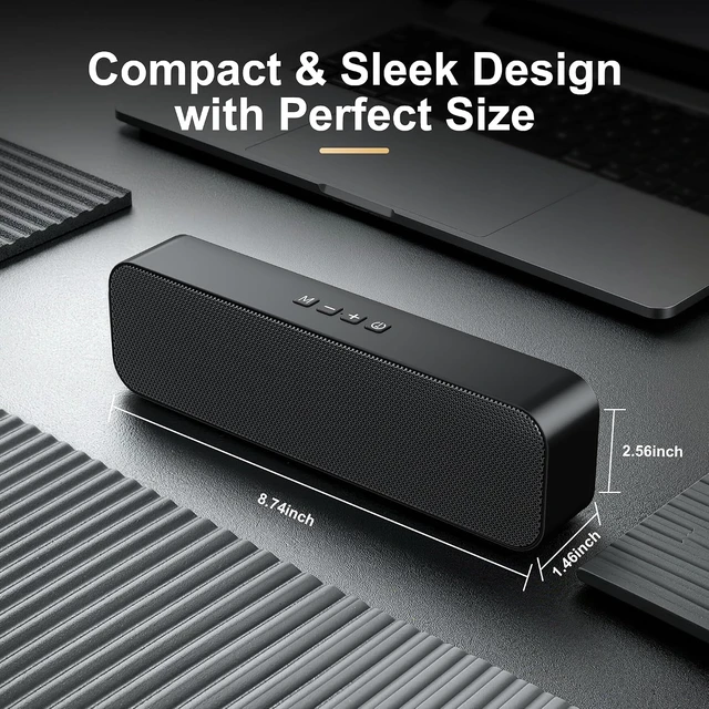 Alt view image 3 of 7 - Computer Speakers for Desktop PC,USB Powered & Plug and Play,with Bluetooth 5.3/3.5mm AUX Input,Small Bluetooth Speakers with Stereo Sound Fit Under the Monitor for Office Work, Gaming, Music