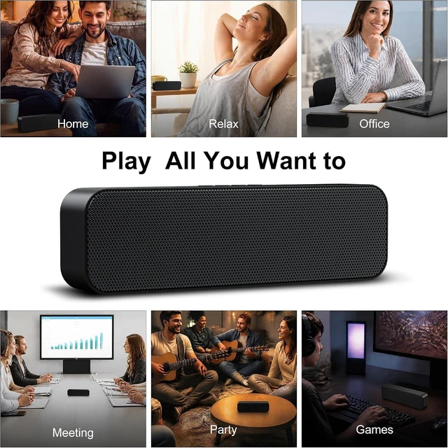 Alt view image 6 of 7 - Computer Speakers for Desktop PC,USB Powered & Plug and Play,with Bluetooth 5.3/3.5mm AUX Input,Small Bluetooth Speakers with Stereo Sound Fit Under the Monitor for Office Work, Gaming, Music