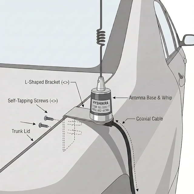 Alt view image 5 of 6 - GMRS NMO Antenna, UHF 462-467Mhz Whip with Bracket Mount and 13.1ft Cable