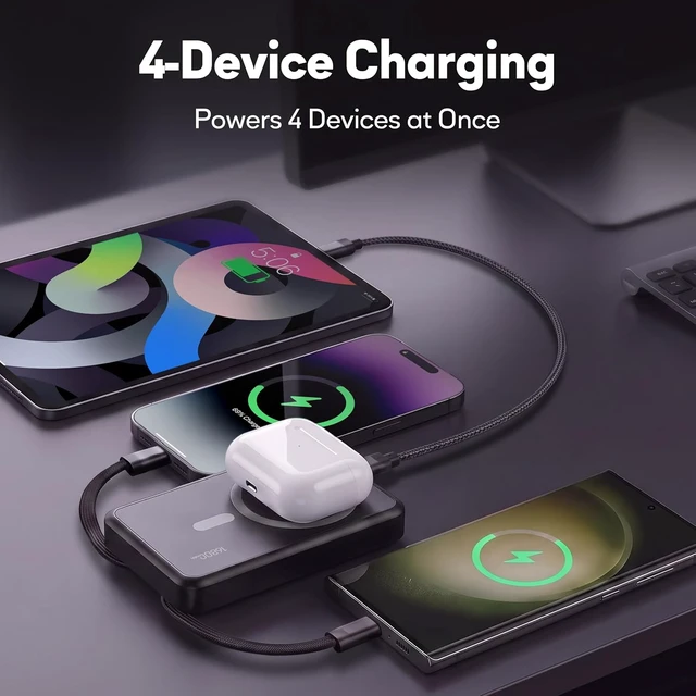 Alt view image 4 of 7 - 2-Pack 16800mAh Magnetic Power Bank with Built-in Cables & Stand