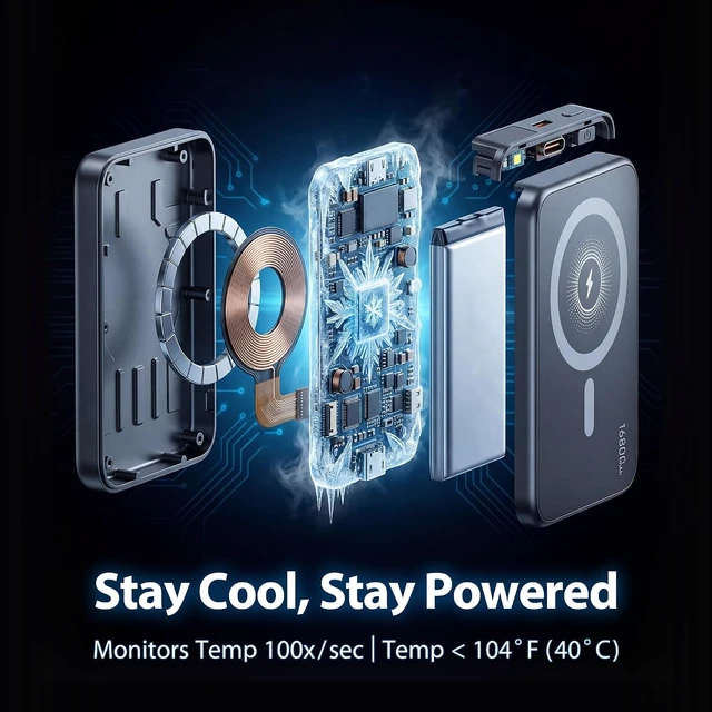 Alt view image 6 of 7 - 2-Pack 16800mAh Magnetic Power Bank with Built-in Cables & Stand