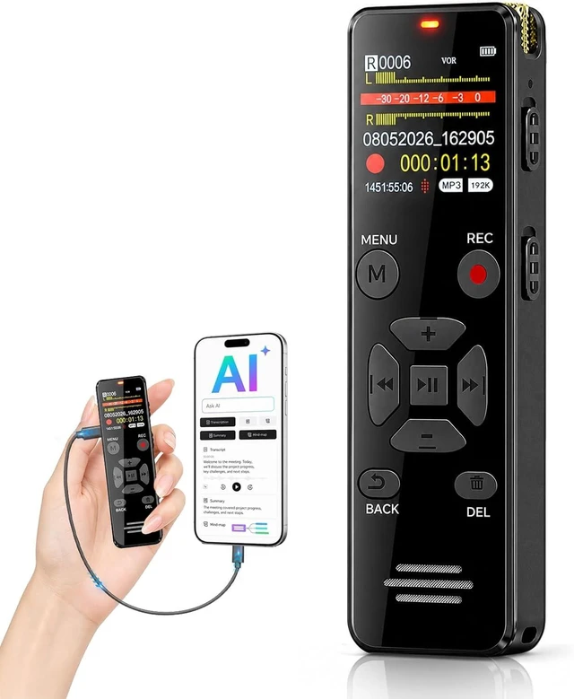 Main image of Digital Voice Recorder 128GB AI Transcribe & Summarize Note Taker
