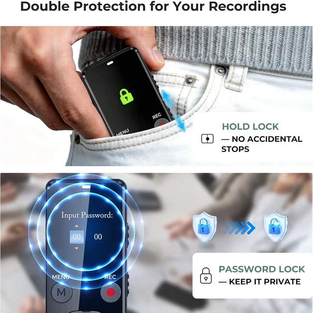 Alt view image 6 of 7 - Digital Voice Recorder 128GB AI Transcribe & Summarize Note Taker