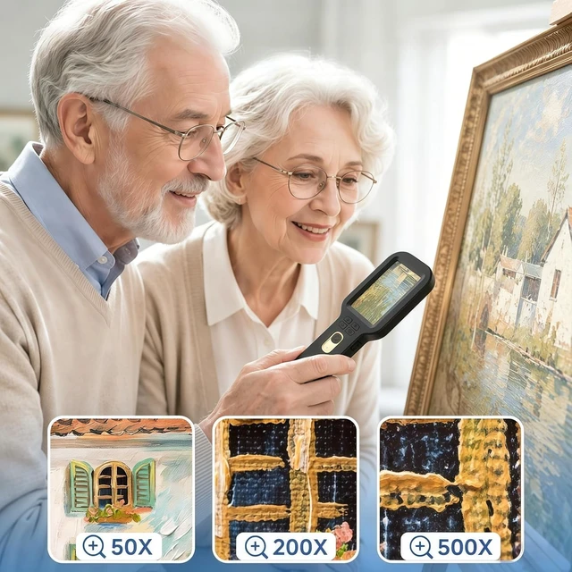 Alt view image 2 of 7 - Handheld Digital Microscope 500X, 3" HD IPS Display, Coin & Jewel Magnifier