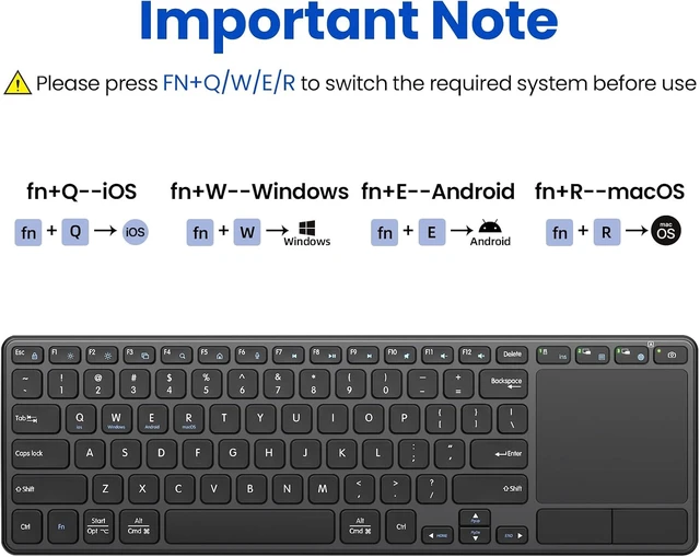 Alt view image 3 of 7 - Rechargeable Wireless Keyboard with Touchpad-QWERTY